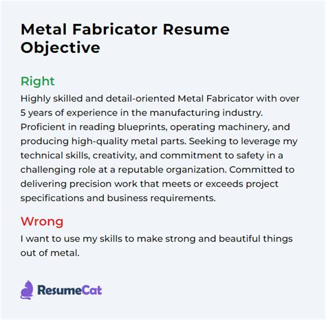 steel fabricator resume objective